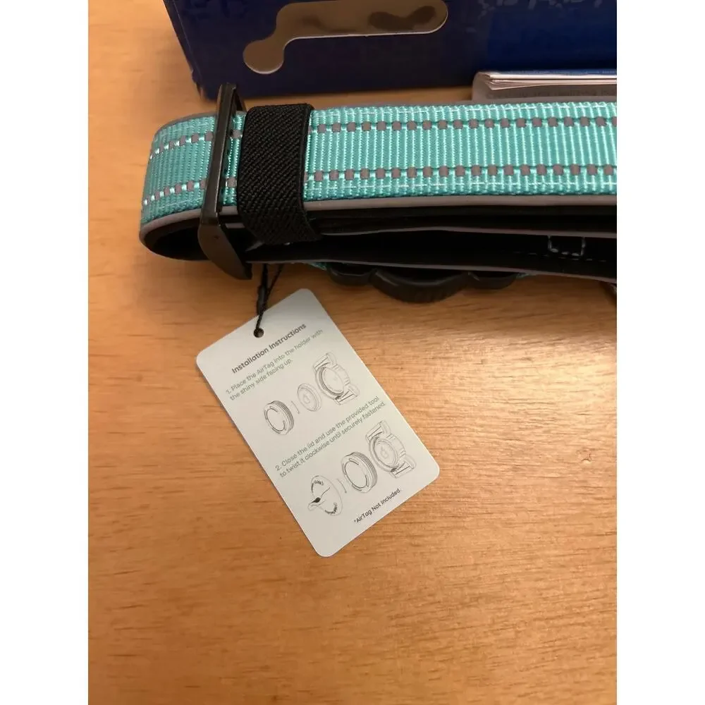 New WhoseID Anti-Lost AirTag Pet Dog Collar For Apple Phone teal Size XL